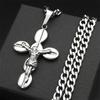 Catholic Jesus Cross Crucifix Pendant Necklace for Women Men Stainless Steel Gold Color Christ Amulet Chain Jewelry Party Gift