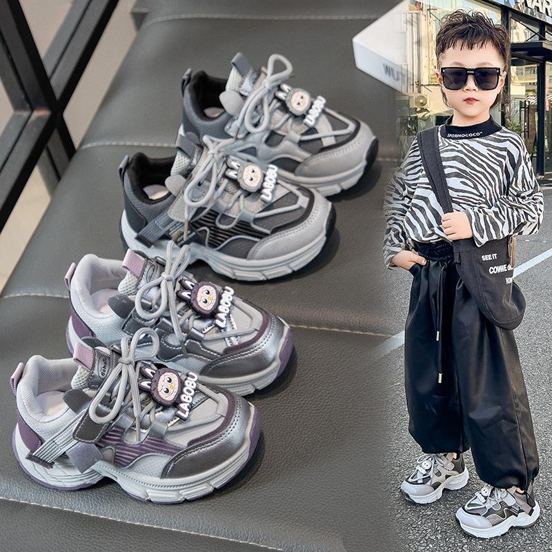 Children's Cartoon Fleece-Lined Sports Shoes, Soft Sole, New for 2025 Autumn/Winter, Unisex Casual Running Sneakers.