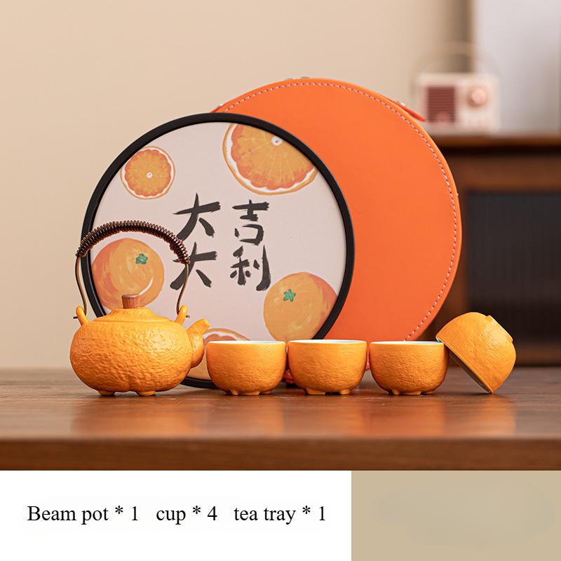 Lucky Travel Teaware Sets Tea Cup Outdoor Portable Storage Set Household Ceramic Tea Pot Gift