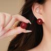 Ankara Red Oil Dripping Beanie Stud Earrings Temperament Trendy Earrings Women's French Earrings