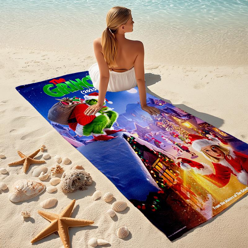 Christmas Gift Oscar Comedy Movie How the Grinch Stole Christmas soft beach towel outdoor camping vacation swinging beach scarf decorative blanket B19