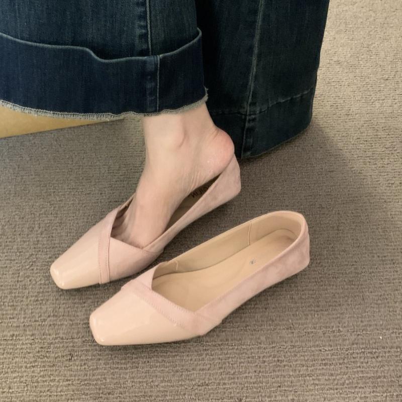 Womens Spring New Fashion Square Toe Designer Loafers Outdoor Walking Comfortable Shallow Mouth Lightweight Flat Shoes