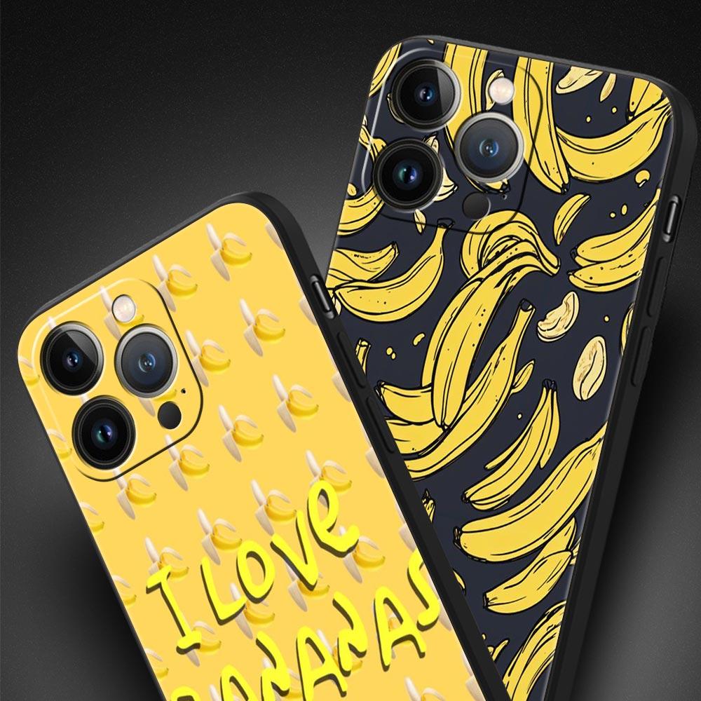 Funny Bite Apple Banana Phone Case Cover for iPhone 17 16 15 14 13 12 11 Pro Max 17 Air Plus Shockproof Soft TPU Shell Funda Bag