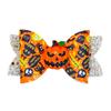 Festive Hair Styling Tools Halloween Glitter Bow Clips for Kids Baby Girls, Double Layer Shiny Party Barrettes Ghost/Pumpkin/Eyeball Bowtie