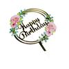 Birthday Cake Topper Acrylic Birthday Cupcake Decoration with Flower Pattern Gold Cake Topper with Letters