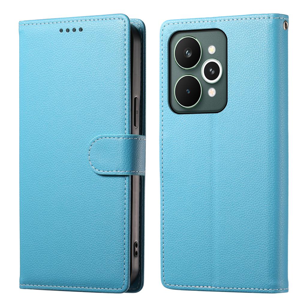 For Realme 15 Pro 5G/15 5G Case Magnetic Snap Litchi Texture Leather Wallet Phone Cover with Wrist Strap
