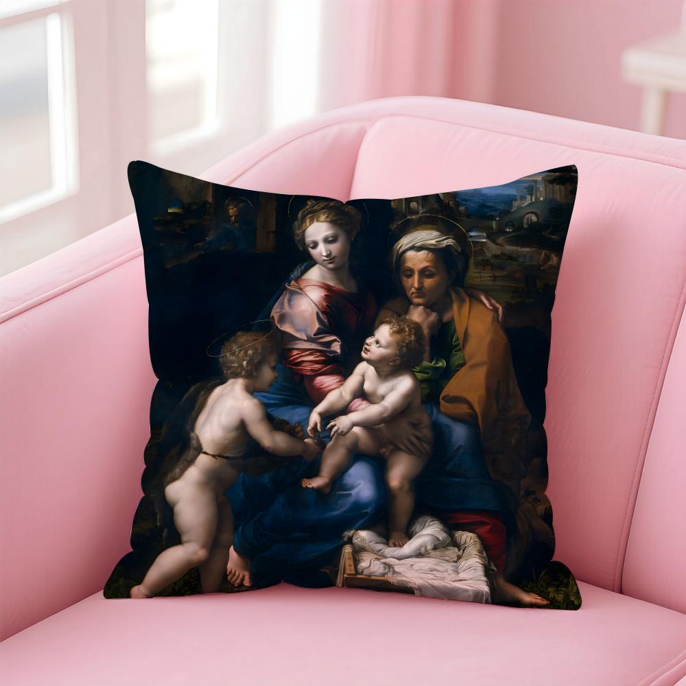 Classical RRaffaello Santi Cushion Cover Pillow Case Ultra Soft Skin Friendly Fabric Cloud Like Comfort  Concealed Zipper