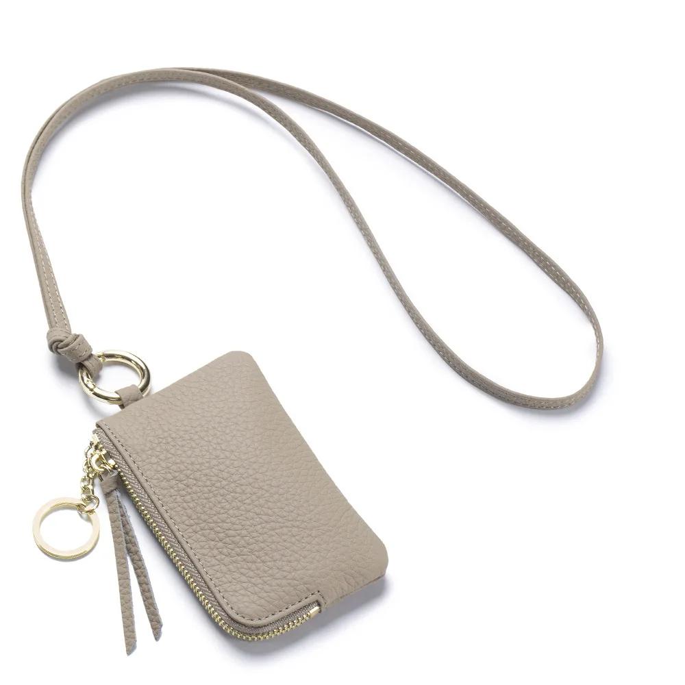 Leather Coin Purse with Key Chain Small Change Purse Keyring Card Holder Coin Pouch Multi-Use Small Wallet for Women