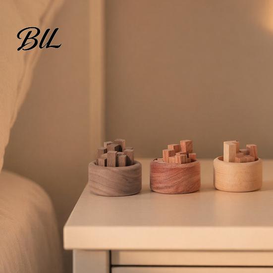 No Electricity Oil Diffuser Wooden Essential Diffuser, Beech Wood Aromatherapy Small Round for Home Offices Cars Yoga Rooms Slow Release