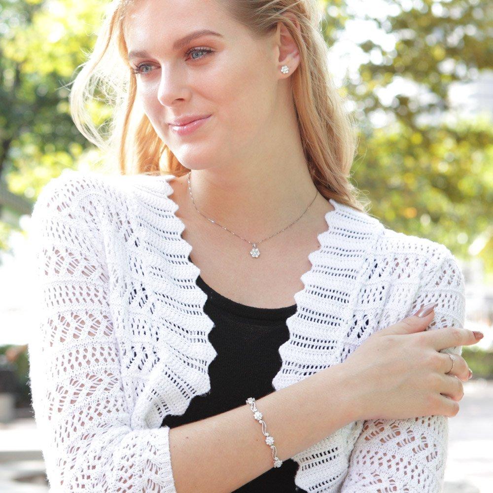 Gift from New York Bracelet for Platinum 925 Gift for Women Women, Finish, Flower, Silver, Hypoallergenic,