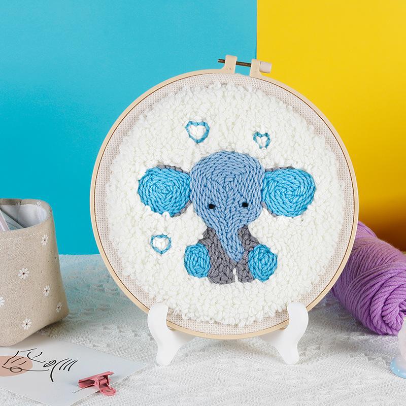 Russian DIY Punch Needle Embroidery Kit: Includes Yarn, Needle, Latch Hook, & Hoop for Knitting & Ornament Crafting