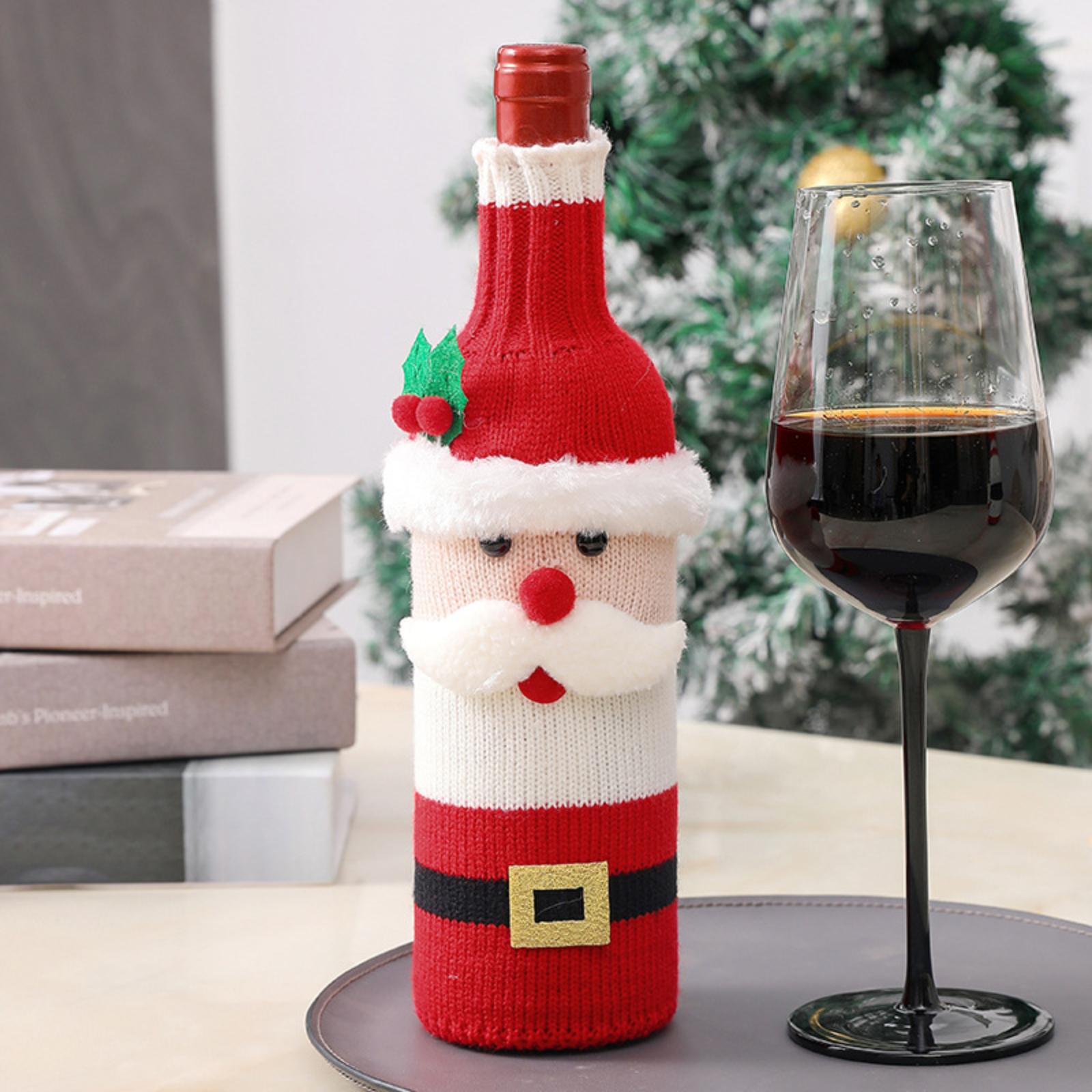 

Christmas Supplies Christmas Red And Black Checkered Linen Red Wine Bottle Embroidered Christmas Doll Handbag One Size