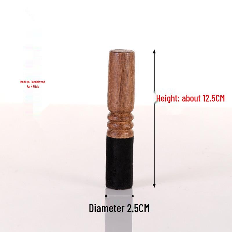 Nyingchi Tibetan Singing Bowl Set: Handmade Wooden Mallet with Leather Wrap for Sound Bowls.