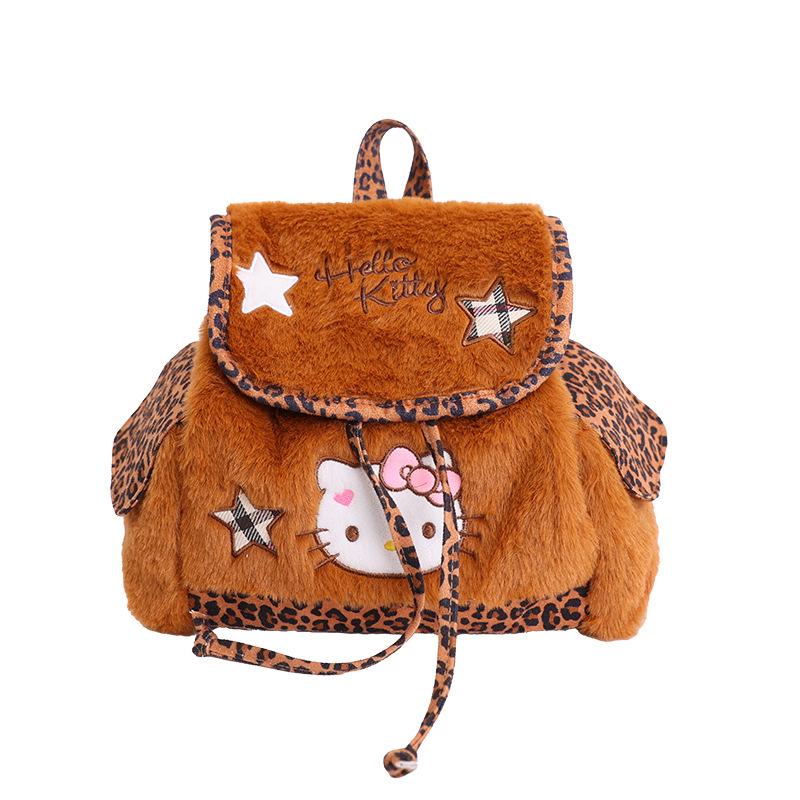 Children'S Backpack Cartoon Cute Kitten Boys And Girls Backpack Autumn And Winter Plush Baby Schoolbag