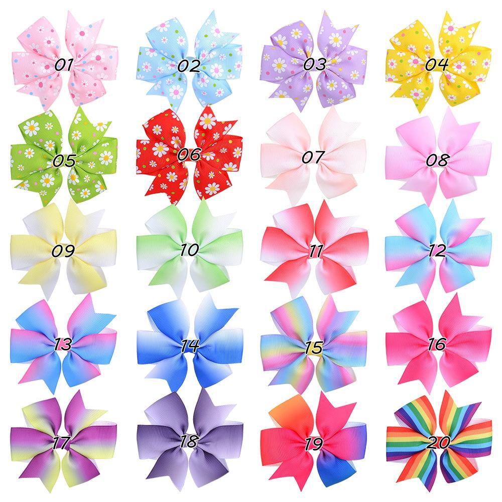 Fundițe de Păr Boutique cu Funde Curcubeu Roți de Moară din Grosgrain de 3,2 Inci cu Clip pentru Fete Copii Accesorii Funde Curcubeu Pinwheel Lucrate Manual