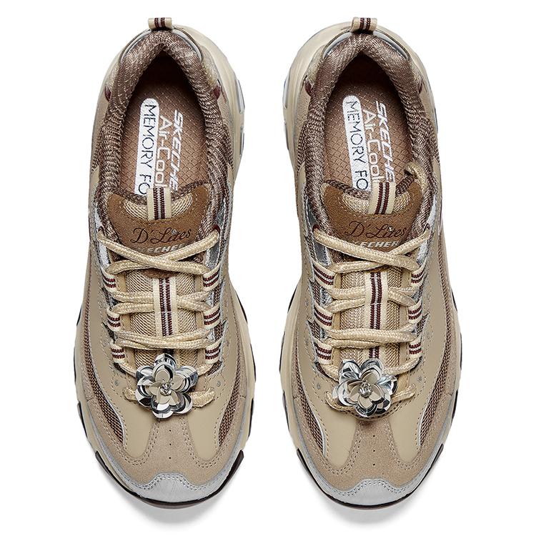 Skechers DLites Panda Shoes Comfortable Retro Non-Slip Durable Low-Top Dad Shoes Women Sneaker Light-Brown 150720-TPBG