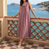 Women's Fashion Color Collar Sleeveless Pleated Dress