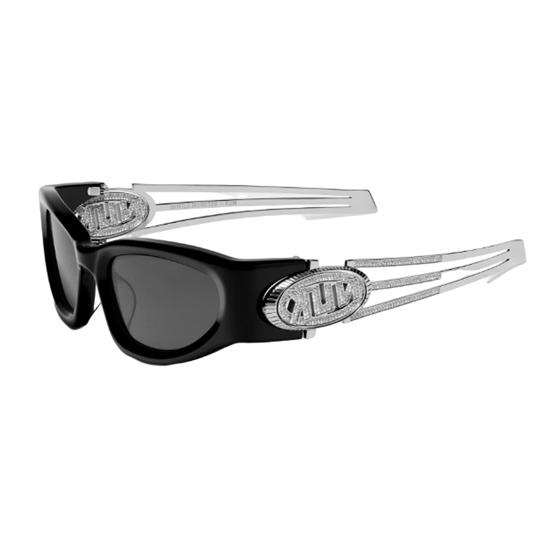 Kaynoa Men's Black Gentle Monster X Kun Rotating Kun Logo Cat Eye Sunglasses Unisex Sunglasses 0001-01 Cm