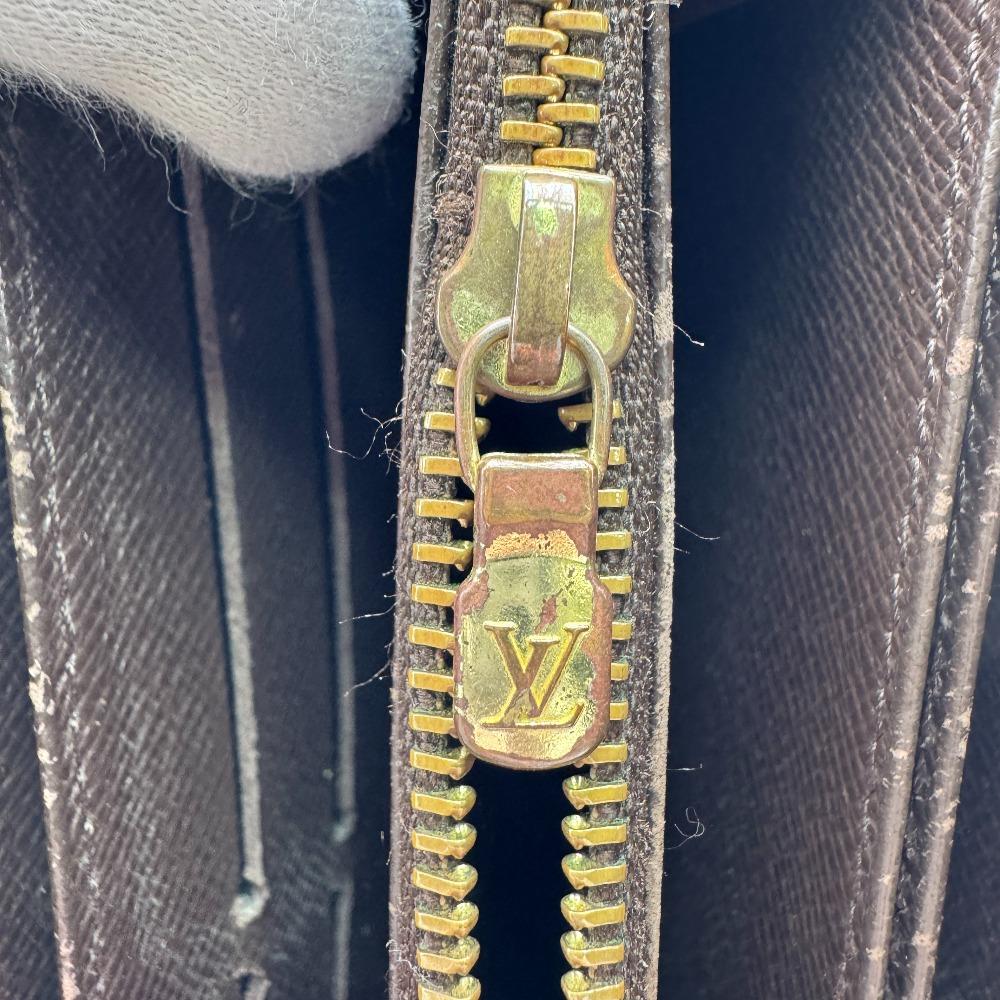 LOUIS VUITTON N60015 Damier leather Zippy wallet Purse Brown leather Used