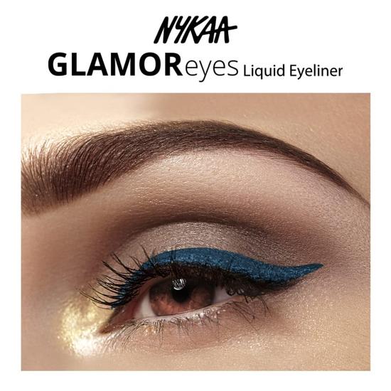 Nykaa Glamoreyes Waterproof & Smudgeproof Coloured Natural Liquid Eyeliner - Blue - Chaotic Calypso,1 Count (Pack of 1)