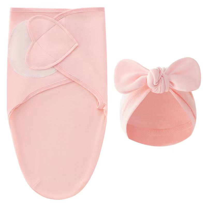 Newborn Swaddle Set: Silk Sleep Bag & Heart Blanket with Indian Hat