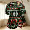 Men's Quick-Dry Round Neck Short Sleeve T-Shirt with Christmas Print for Holiday Party