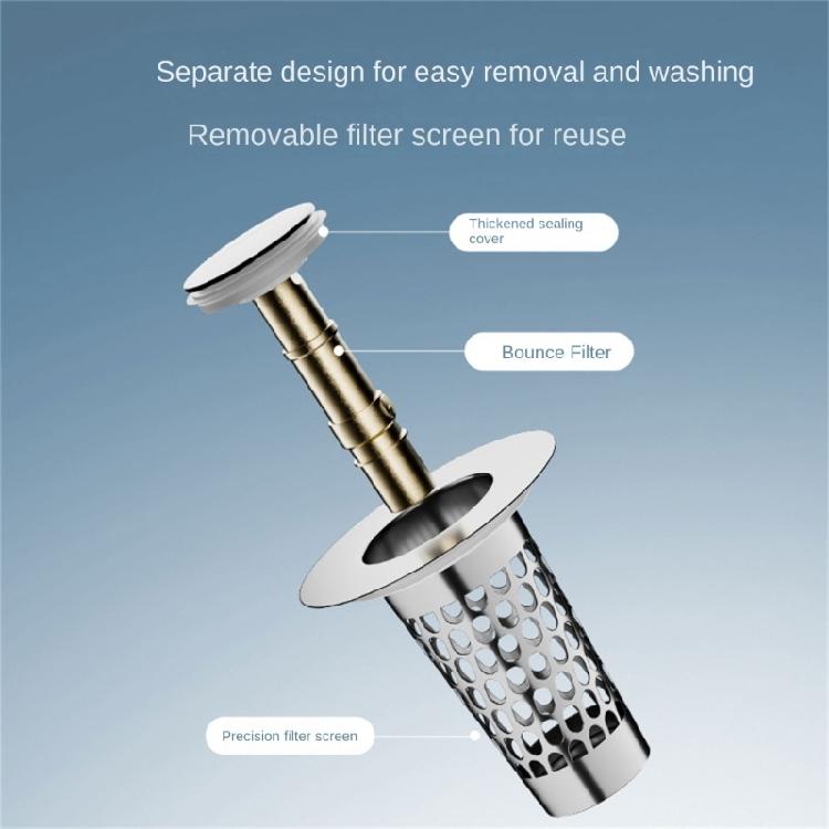 Sink Drain Strainer Basket Metal Drain Plug Push Type Bounce Cores Drain Filter AntiClogging Sink Stoppers Enduring
