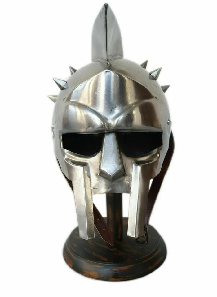 Armour Medieval Maximus Helmet Larp with Wooden Stand Halloween