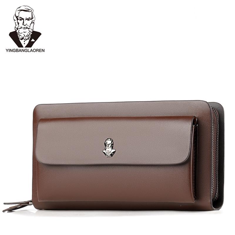 Herren Doppelreißverschluss Business Clutch: Handtasche mit großer Kapazität für Handy und mehreren Kartenfächern