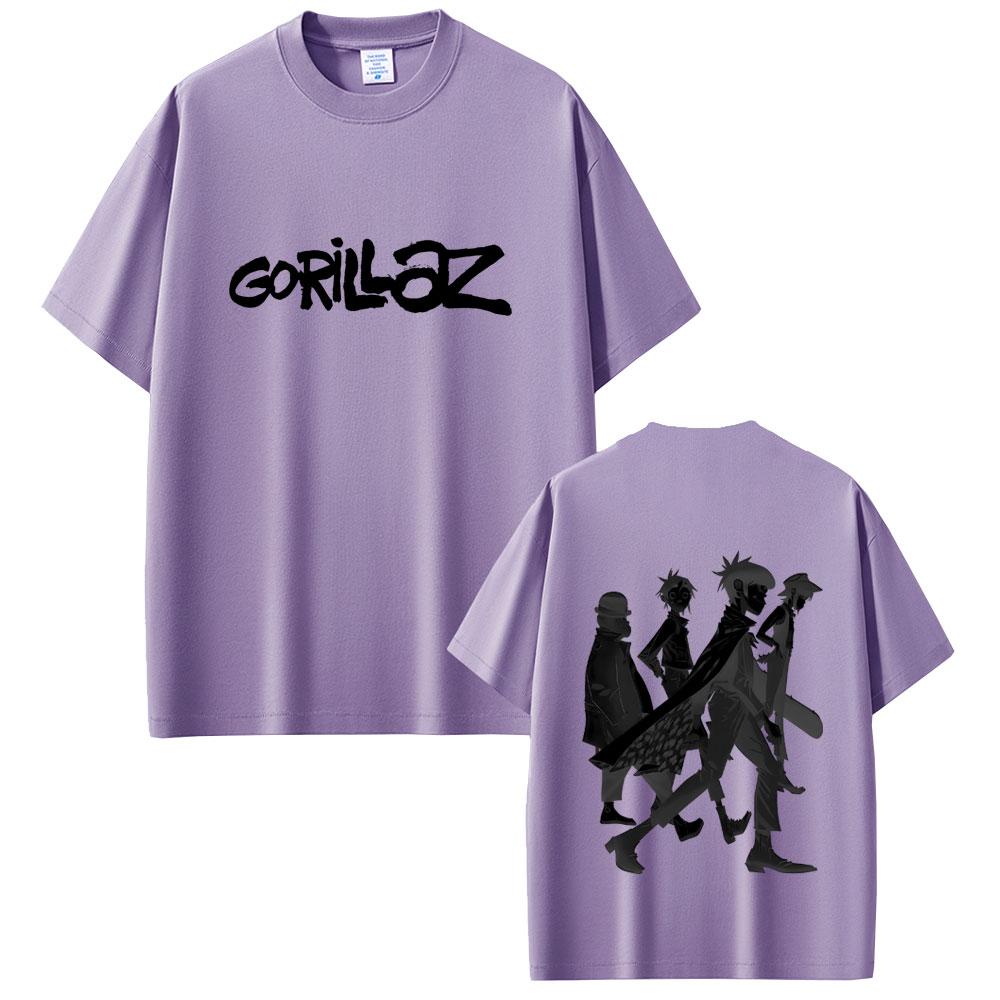 Limited Rock Band Gorillaz Print Tshirt Men Women Casual Oversized Crewneck T Shirts Male Fashion High Quality Cotton Tshirt