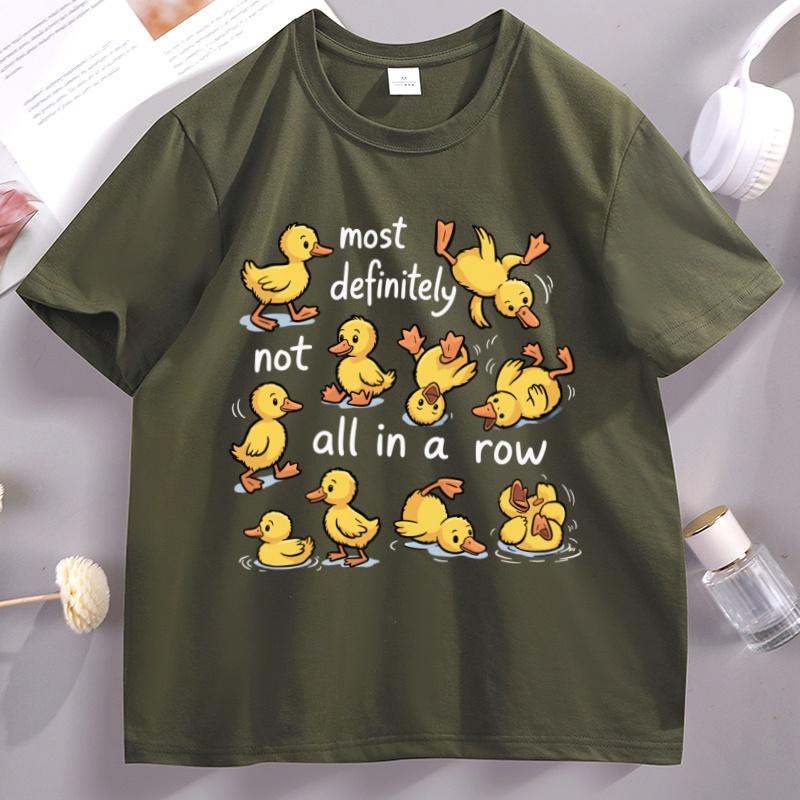 Funny Ducks Not All in A Row Graphic T Shirts Mental Health Cute Duck T Shirt Animal Trendy Short Sleeve Round Neck Tshirts Tops