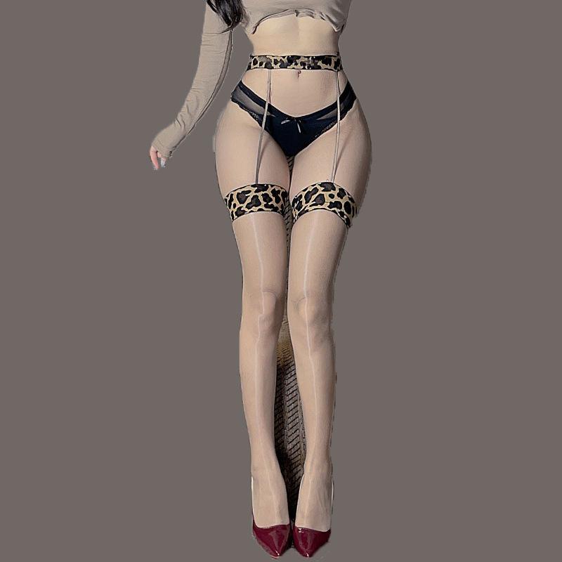 Black/Red Thigh-High Nylon Stockings Cosplay Sexy Erotic Lingerie Garter Belt Long Stockings Women Ultra-Thin Transparent Tights