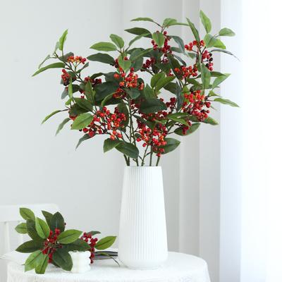 3pcs Artificial Berry Stems Bundle Fake Flowers Branches for Home Wedding Decor Vase Not Included