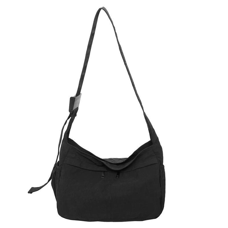 Nylon Crossbody Bag Men Women Casual Shoulder Bag with Front Pockets and Adjustable Strap