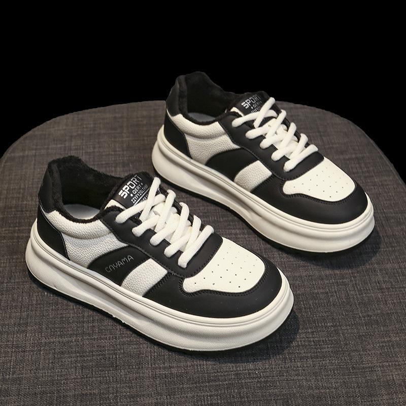 

Popular Internet celebrity thick-soled velvet little white shoes women s new winter student versatile sports and leisure board shoes two cotton 40 бежевый