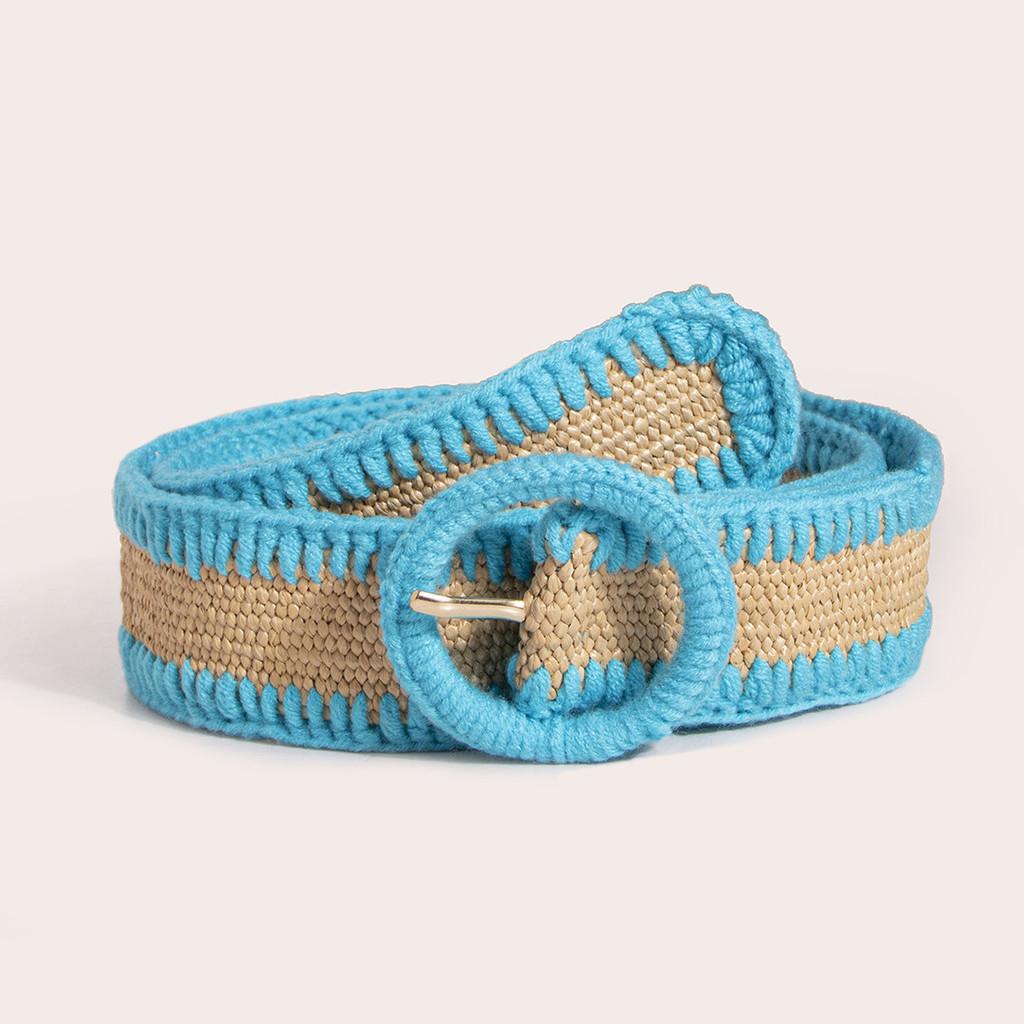 Boho Inspired Womens Stretchable Fabric Belt With Alloy Buckle For Casual Wear