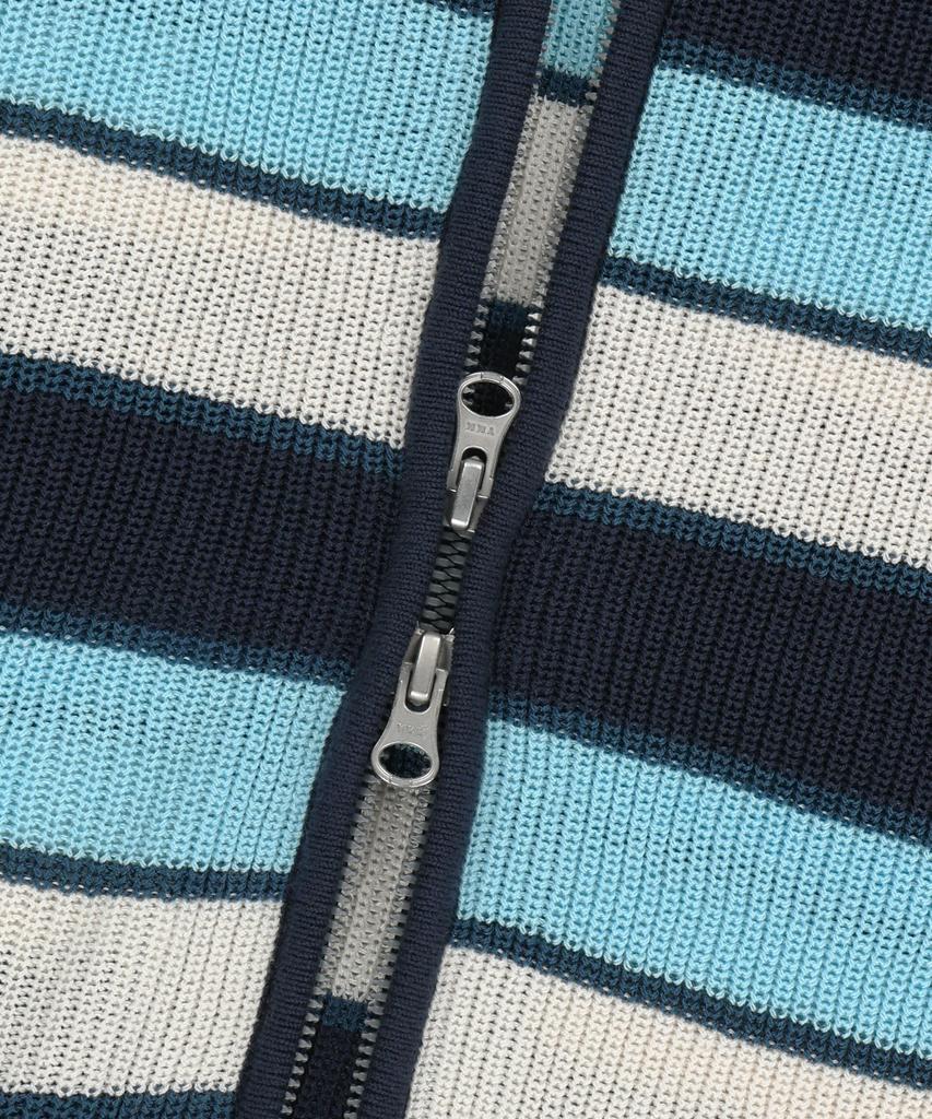 Brownbreath Striped Jacquard Hood Zip Up - Blue