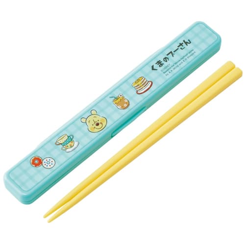 Skater Chopsticks and Chopstick Case Set, Disney Winnie the Pooh Cafe Retro Design, 18cm, Antibacterial, Adult Size, Made In Japan, ABC3AG-A