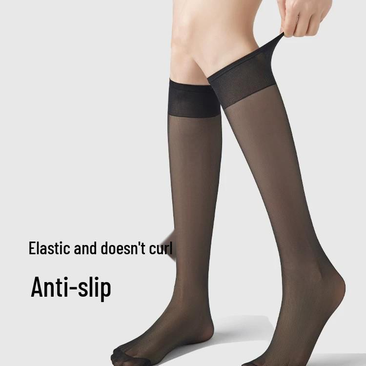 Extended Mid-Calf Slimming Micro-Pressure Stockings: Cut-to-Fit, Summer, Anti-Snag, Invisible Half-Calf Design.