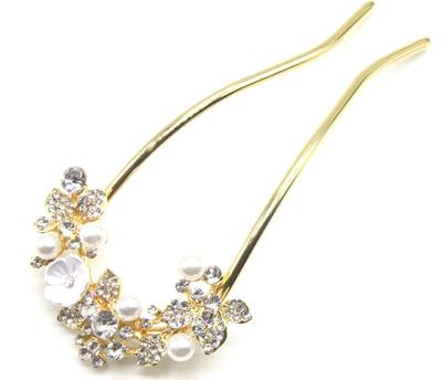 Miaomyao Trommelstockhaar Japanisches antikes Einzelhaar Gold [Miaomyao] Haarnadel, Ornament, Stil, Tomesode, Metall, Blume, Blume, Perle, Zirkonia,