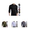 Premium Quality T-shirt Men Fashion Button Front Long Sleeve V-neck Solid Casual Slim Fit