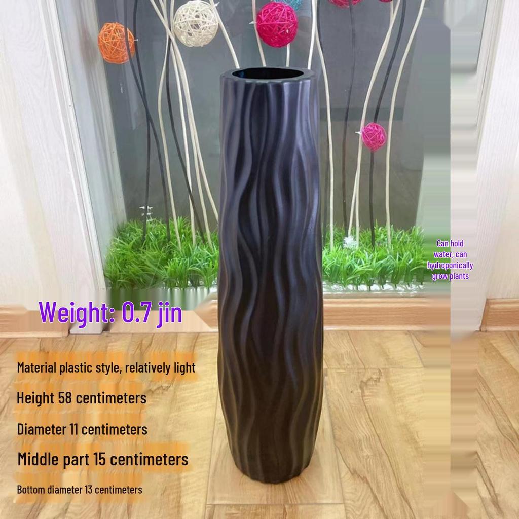 Nordic Large Resin Rattan Vase for Dried Flowers - Ceramic Look, Iron Art Floor Decoration.