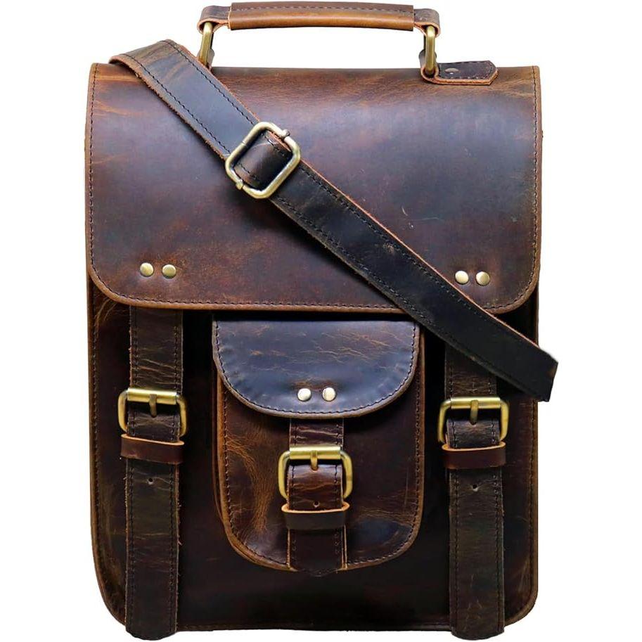 

Новая сумка-мессенджер из натуральной кожи, винтажная сумка через плечо для ноутбука, мужской кошелек, сумка через плечо для мужчин и женщин, офисная сумка темно-коричневого