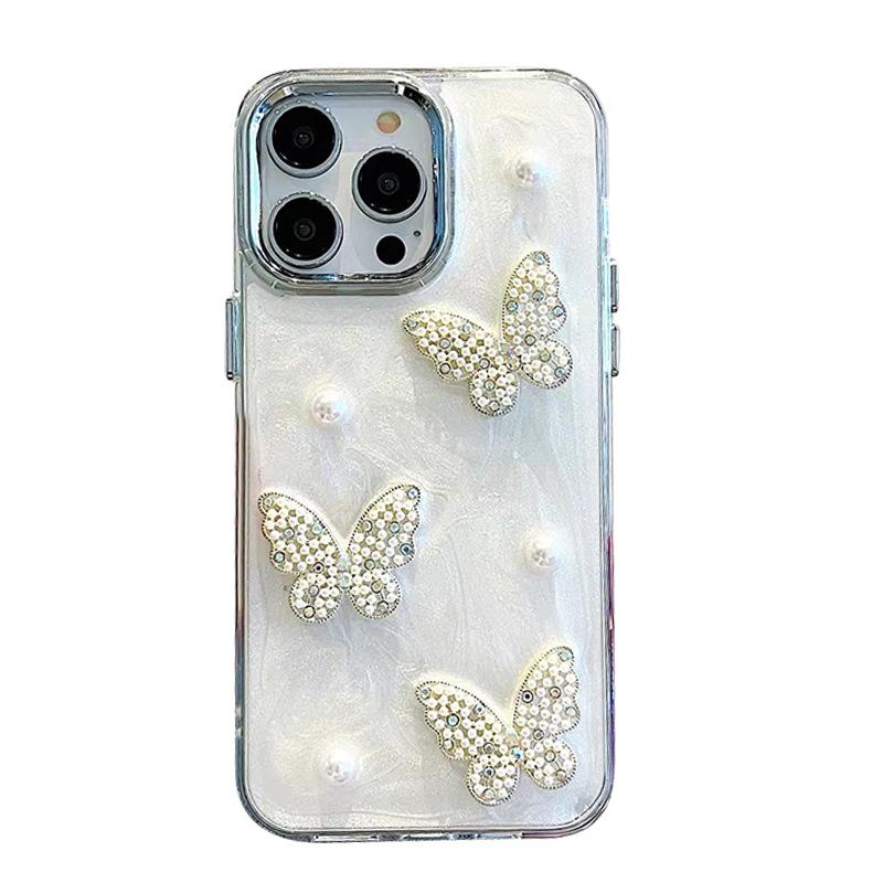 Three-Dimensional Butterfly Mobile Phone Case For Iphone16Promax Epoxy Anti-Drop Bracelet Apple 17 Women'S 14