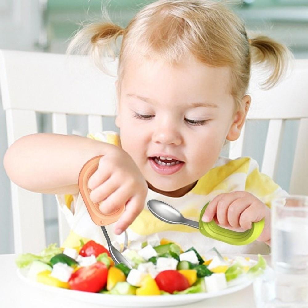 Anti-Würge-Design Kindergeschirrset Silikongriff Hilfs-Essgabeln Training für Kinder