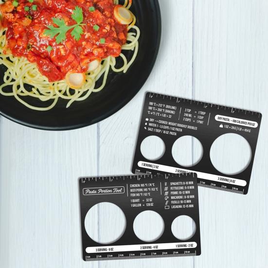 Pasta Portion Measure Tool with Cooking Guide Stainless Steel Kitchen Scale for Spaghetti Includes Unit Conversion & Cooking Time Chart Cooking Tools