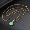 Stainless Steel Square Pendant Necklace Men Long Chain Layered Hip Hop Jewelry Geometric Titanium