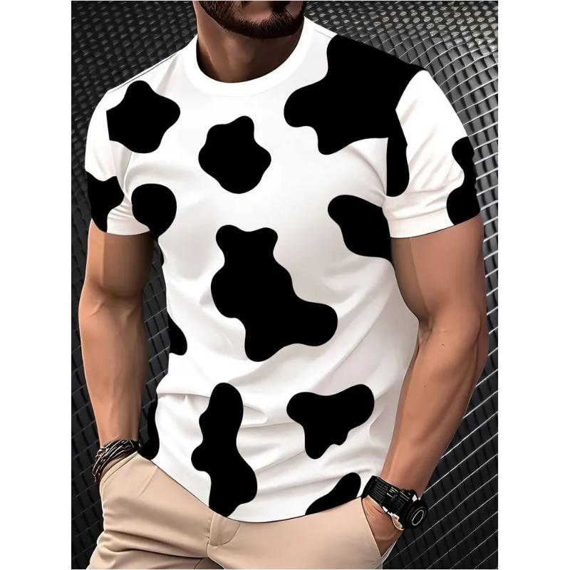Fashion Men's Crew Neck Short Sleeve 3D Casual Color Printing Casual Short Sleeve Crew Neck T-Shirt
