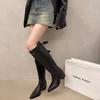 Pointed boots women's autumn and winter new retro two-wear western cowboy boots large size high tube stacked knight boots