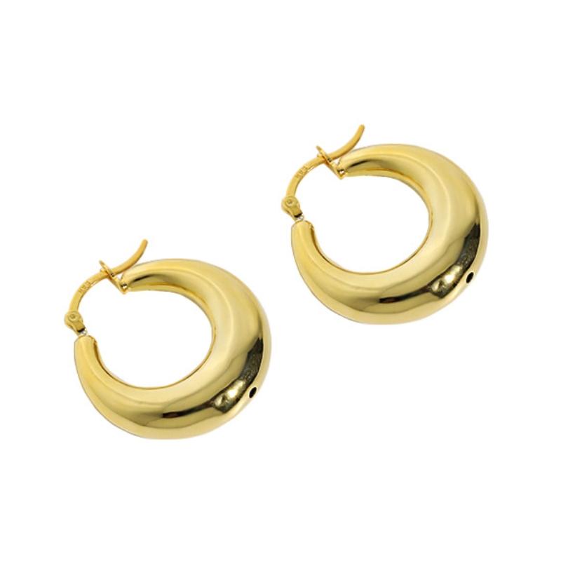 Fashion Jewelry Earrings Glossy Hoop Earrings 925 Sterling Silver Chunky Hoop Earring SIlver Jewelry for Women золотой